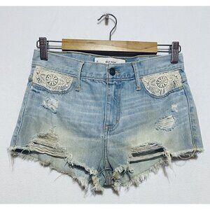 Gilly Hicks Denim Shorts Womens Size 25 Light Wash Distressed Cut Off Boho Beach